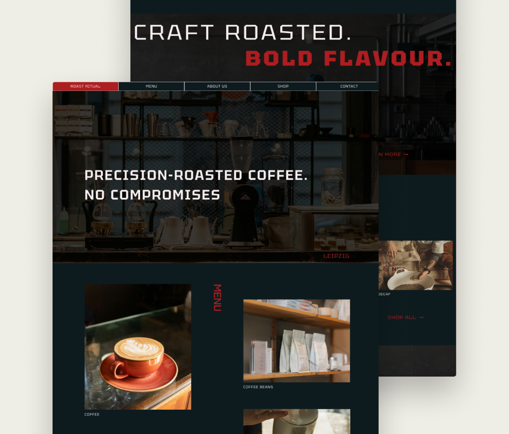 Roast Ritual – Kafferösterei Landing Page